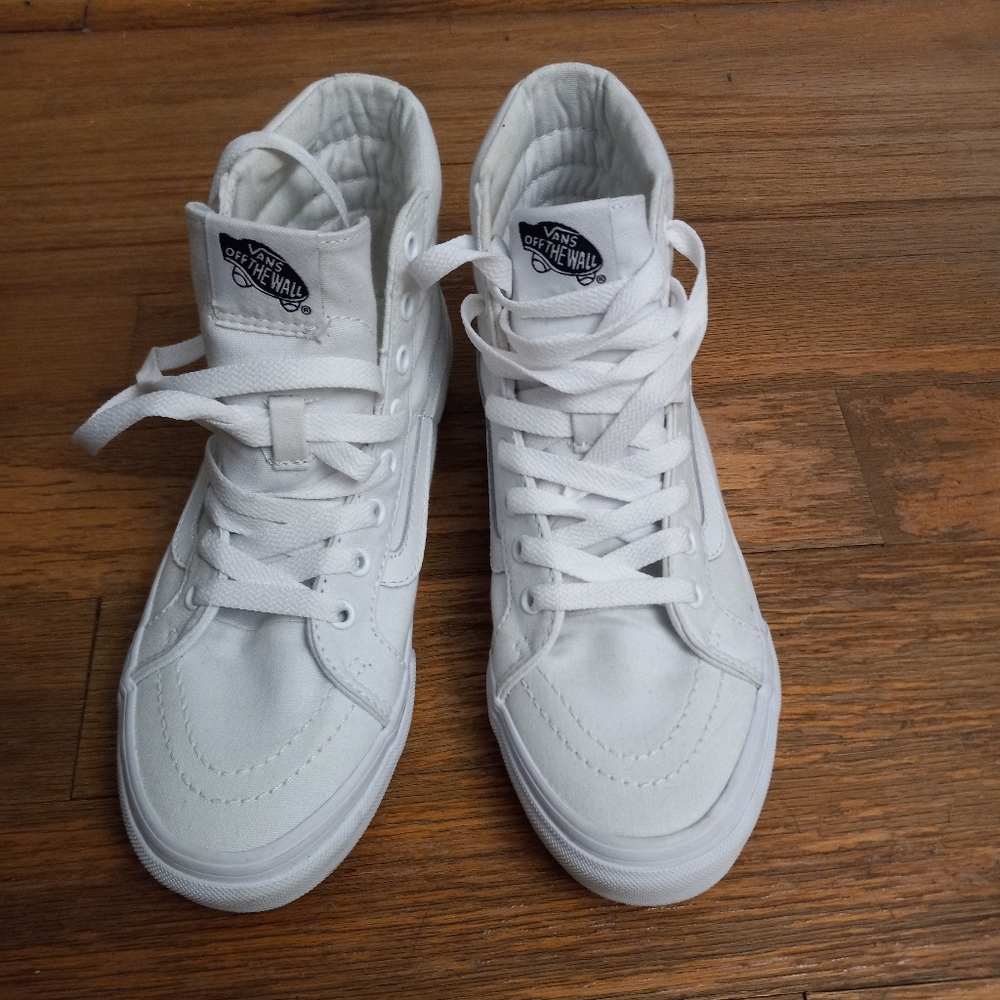 White hightop Van's Shoes